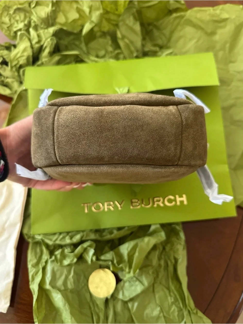 BNWT Tory Burch Romy Olive Suede Mini Shoulder Bag